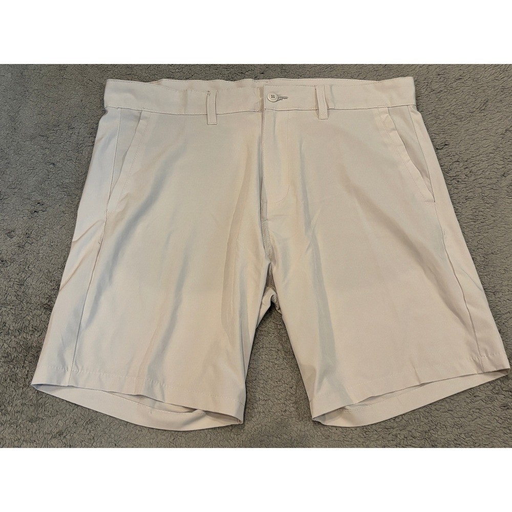 Burnside Mens Performance Golf Shorts Tan Beige Size 36 Flat Front Casual Hiking